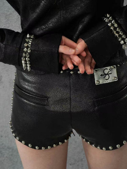 Rivet Pebble Suede Work Shorts【s0000016947】