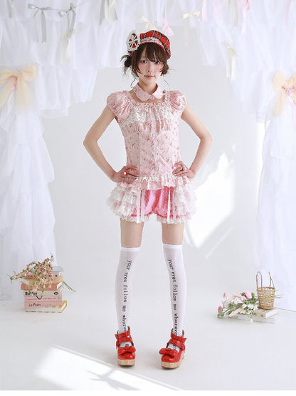 Pink Polka Dot Lolita Pants Skirt【s0000016552】