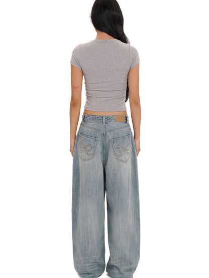 Embroidery Cat Whiskers Vintage Denim Trousers【s0000013445】