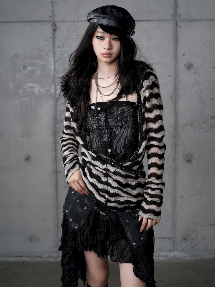 Two-Piece Set Striped Knit Top【s0000013953】