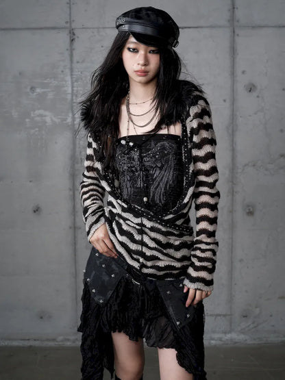 Two-Piece Set Striped Knit Top【s0000013953】