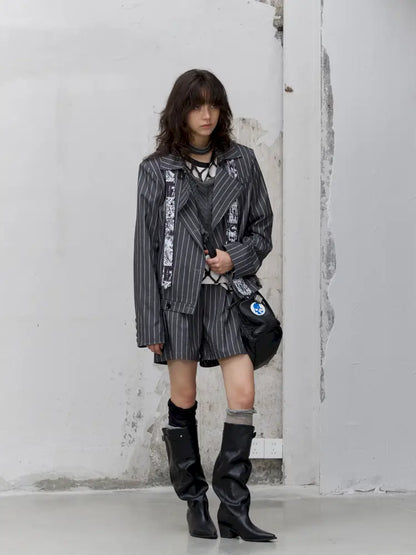 Loose-Fit Vertical-Stripe Suit Shorts【s0000014210】