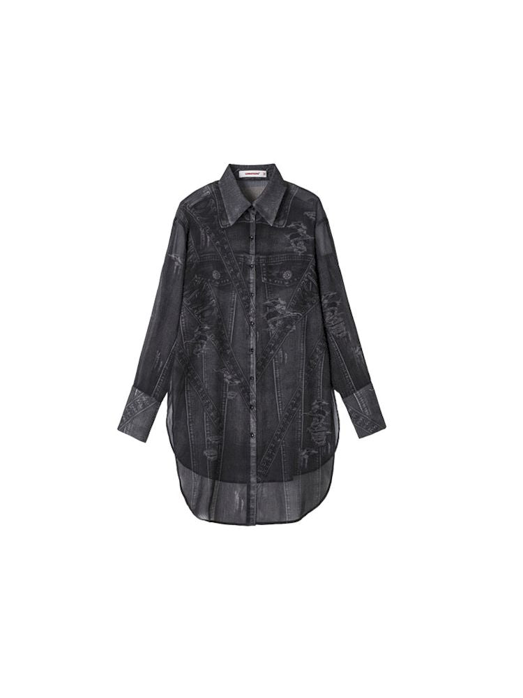 Chiffon Long Shirt Blouse Shirt【s0000009869】