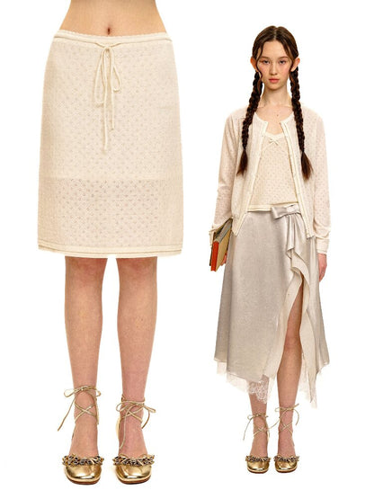 Breathable Lace Knit Top Skirt Set【s0000017442】