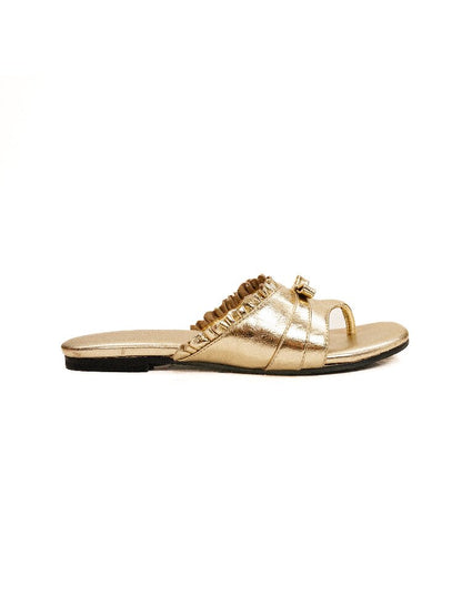 Top Grain Cowhide Ruffled Flip Flop【s0000017441】