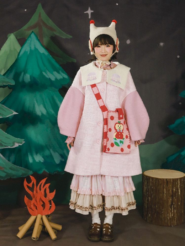 Dollhouse Embroidered Colorblocked Tweed Coat【s0000005691】