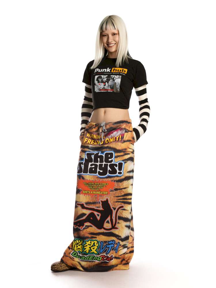 American Tiger Print Skirt Long Sweat Skirt【s0000014906】