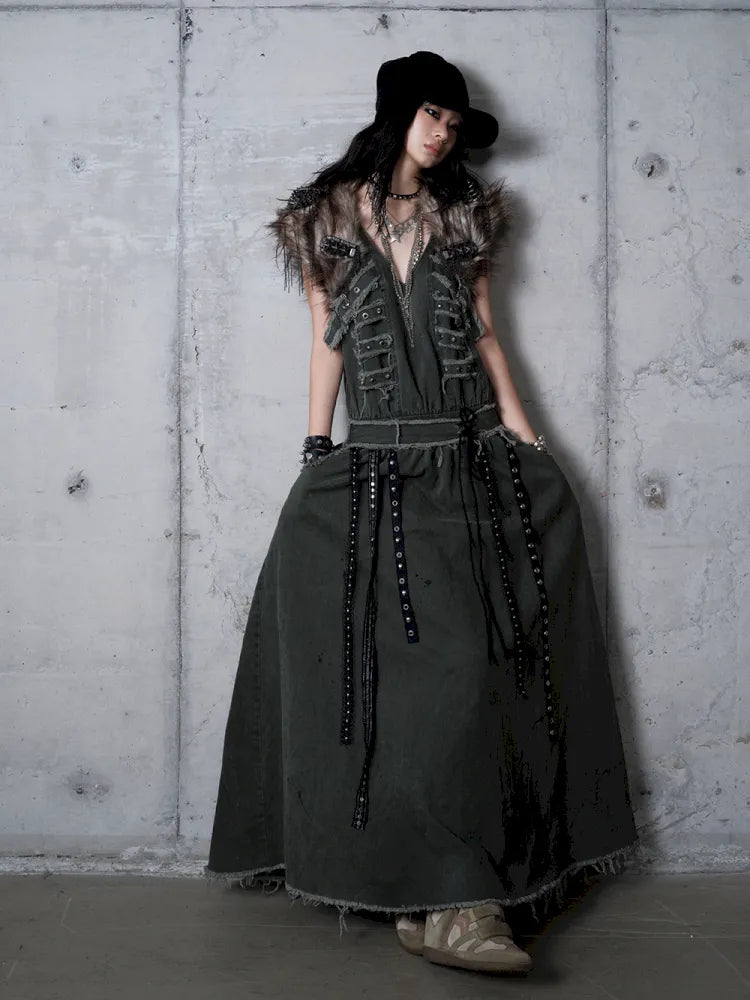 Workwear Vest-Style Maxi Dress【s0000013941】