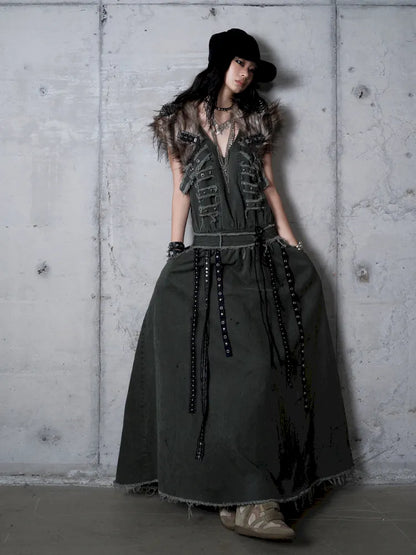Workwear Vest-Style Maxi Dress【s0000013941】