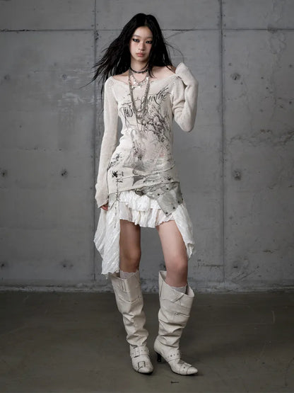 Slim-Fit V-Neck Long-Sleeve Knit Top【s0000013947】