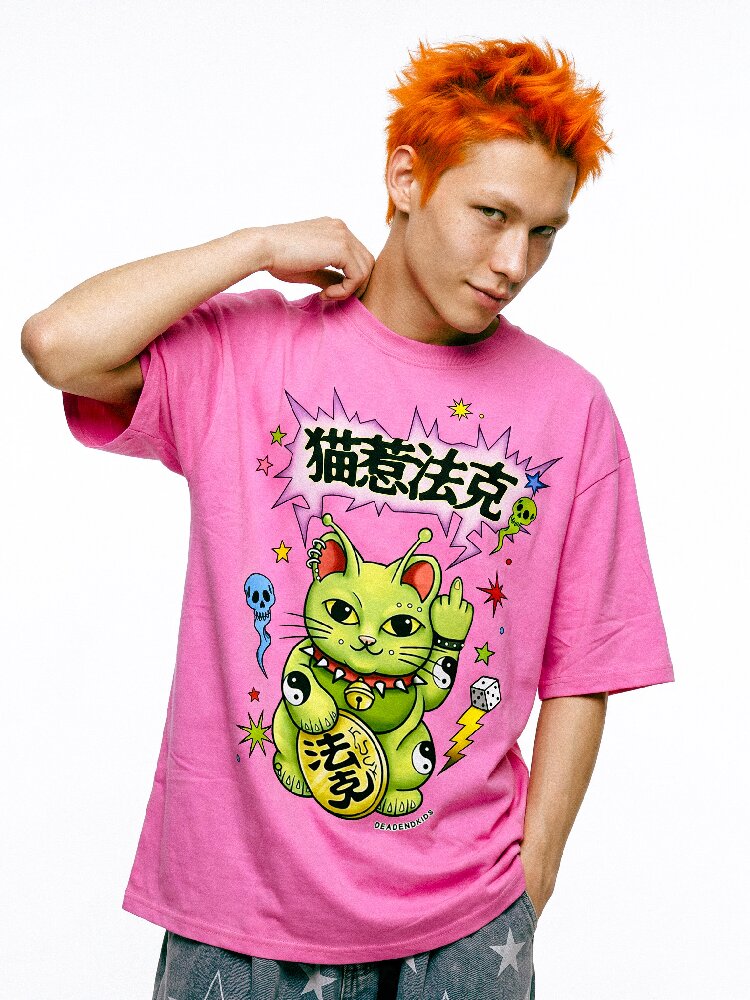 Alien Lucky Cat Loose T Shirt【s0000017111】