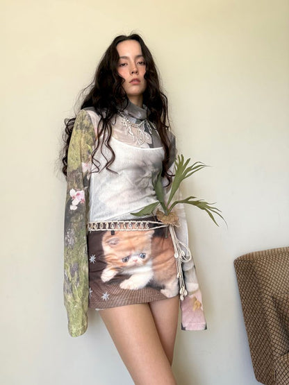 See-through mesh long sleeve sunscreen top【s0000013515】