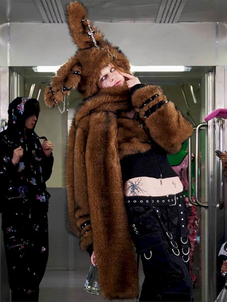 Long Hair Contrast Patch Hat Scarf【s0000014639】