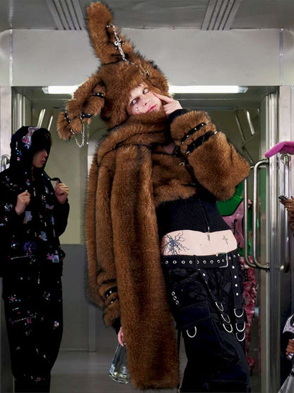 Long Hair Contrast Patch Hat Scarf【s0000014639】