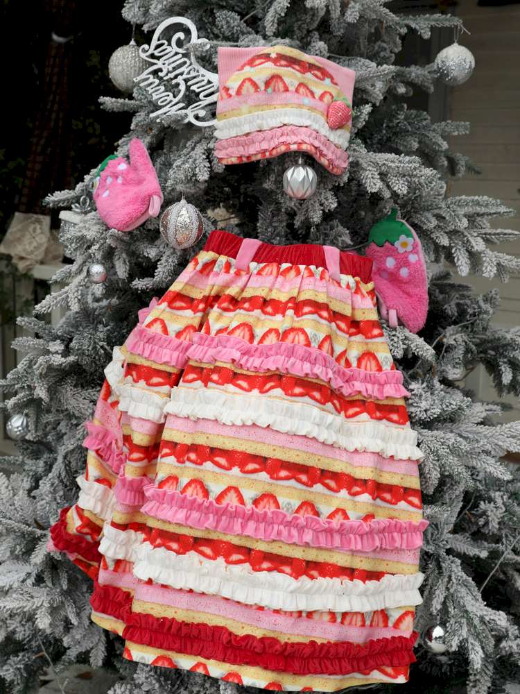 Corduroy Strawberry Print Skirt【s0000015104】