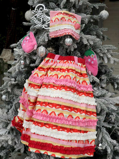 Corduroy Strawberry Print Skirt【s0000015104】