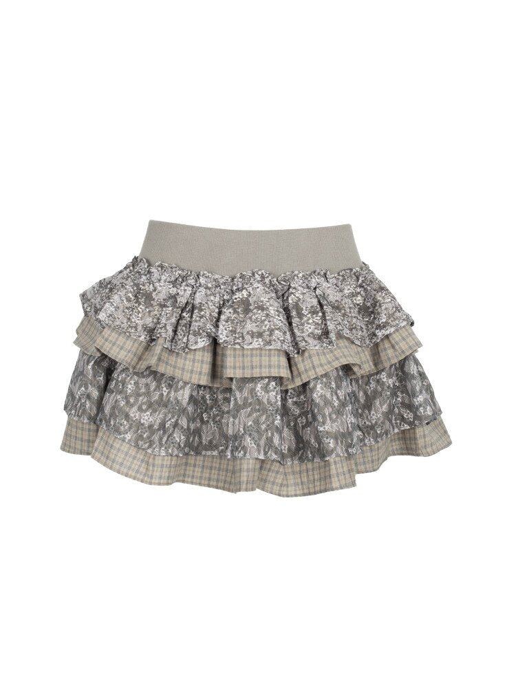 Graffiti Lace Checkered Skirt【s0000018065】