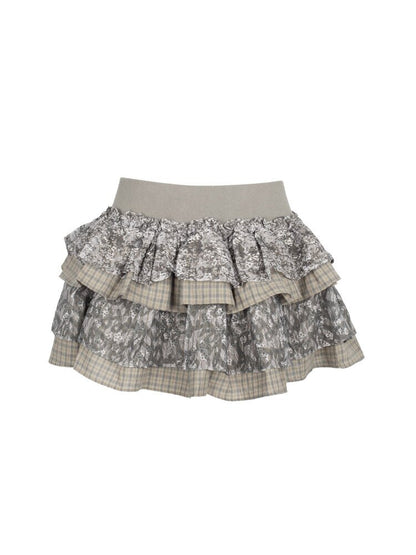 Graffiti Lace Checkered Skirt【s0000018065】