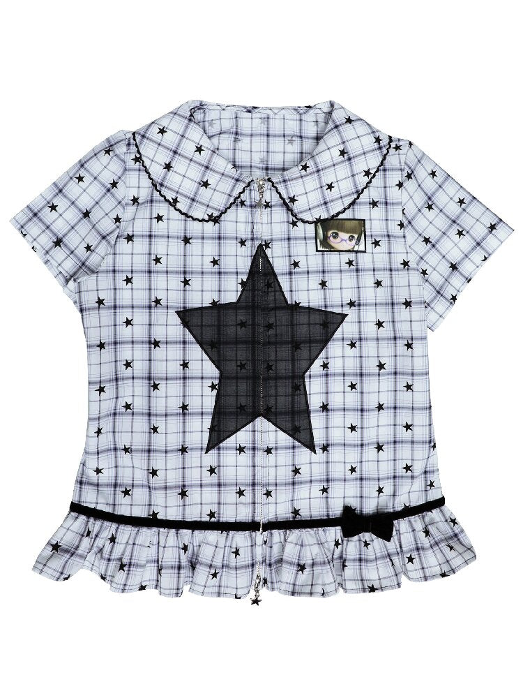 Old-School Zipper Star Pattern Shirt【s0000017127】