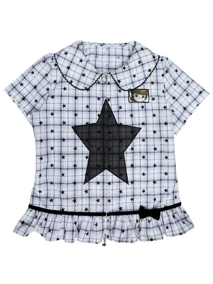 Old-School Zipper Star Pattern Shirt【s0000017127】