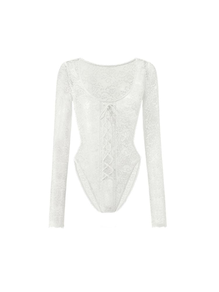 Lace Tie Long Sleeve Bodysuit【s0000009705】