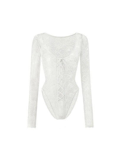 Lace Tie Long Sleeve Bodysuit【s0000009705】