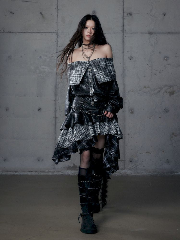 Heavy leather bustier skirt【s0000013467】