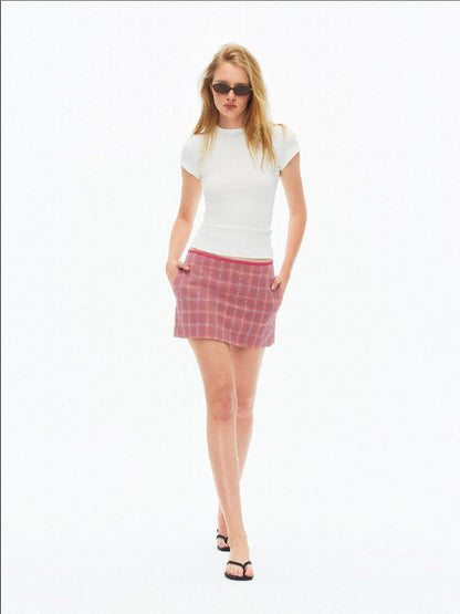 Retro Check Print Irregular Skirt【s0000015919】