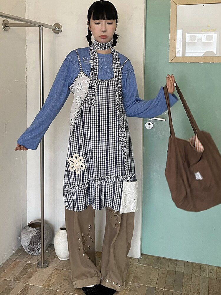 Plaid Suspender Patchwork Dress【s0000015849】