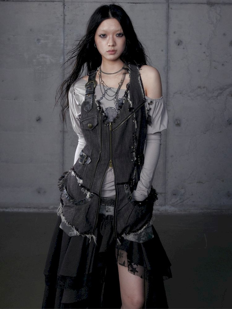 Stacked Waisted Irregular Vest【s0000013472】