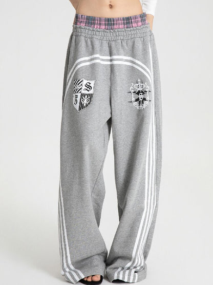 Plaid Double Waist Printed Sweatpants【s0000018571】