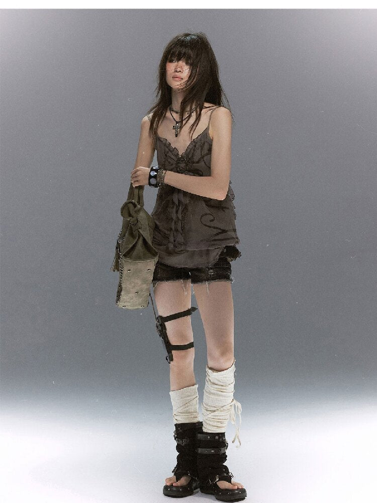 Mottled Bubbles Chain Mesh Suspender【s0000017045】