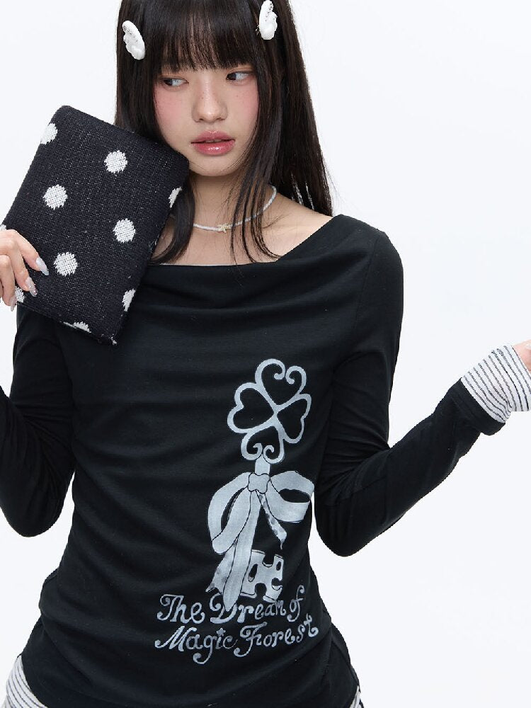 Soft Patchwork Collar Slim Top【s0000016385】