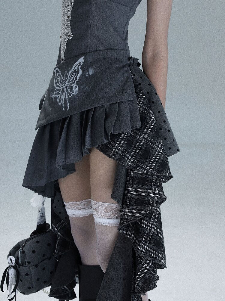 Polka Dot Plaid Stitching Dress【s0000016724】