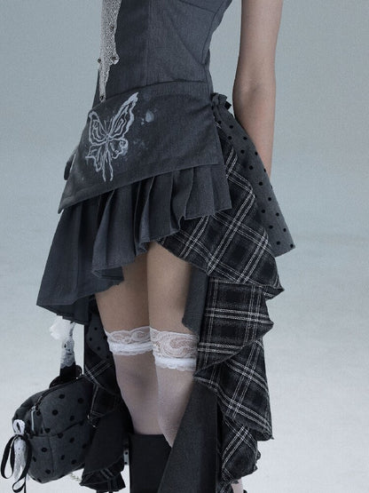 Polka Dot Plaid Stitching Dress【s0000016724】