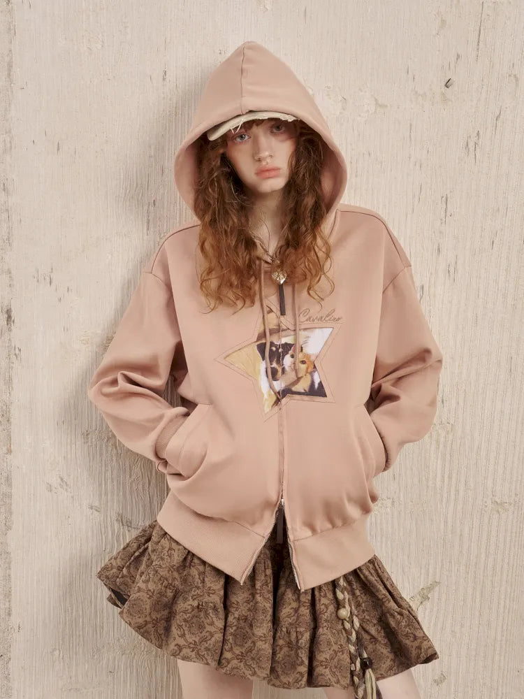Oversized Long-Sleeve Zipper Hoodie Jacket【s0000014049】