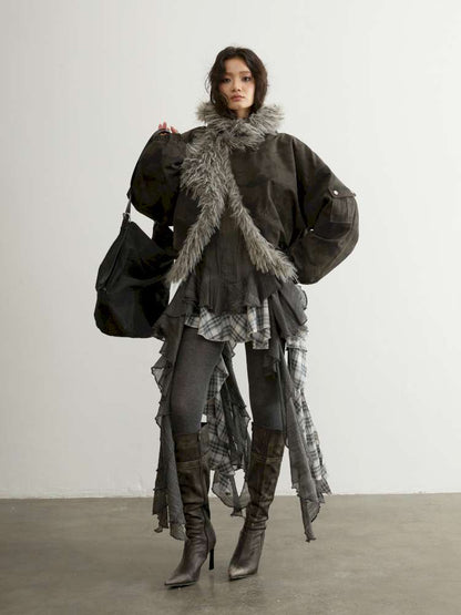 Aviator Hooded Fur Short Jacket【s0000015189】