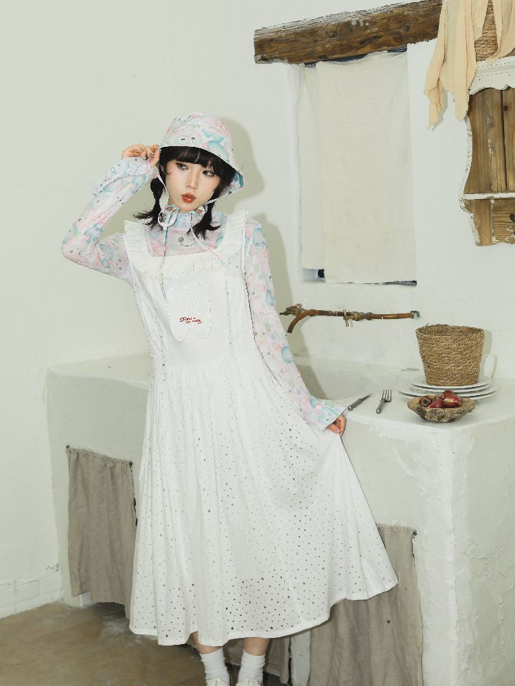 Embroidered Pure White Vest Dress [S0000010909]