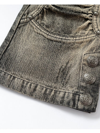 Rhinestone Three-Quarter Jeans【s0000017983】