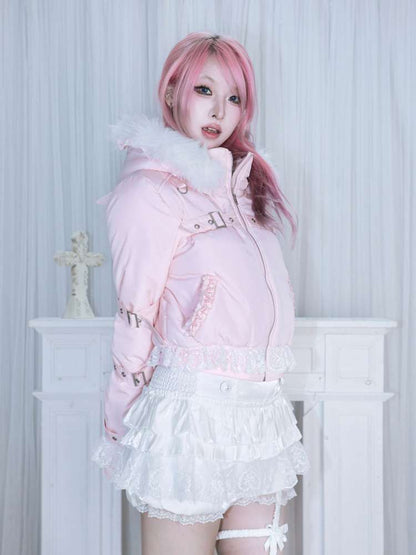 Detachable Hat Black Pink Two Tone Suit【s0000014679】