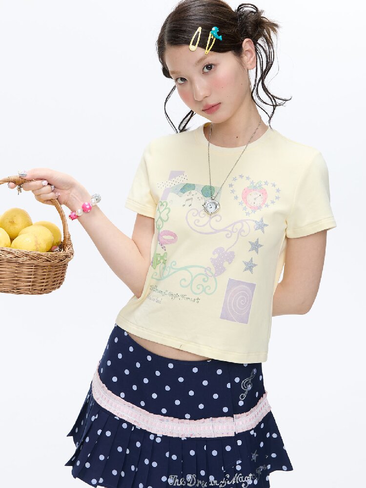Two Color Vine Slim Short T-Shirt【s0000016407】