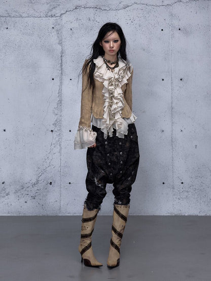 Ruffled Chiffon Flared Cardigan【s0000015548】