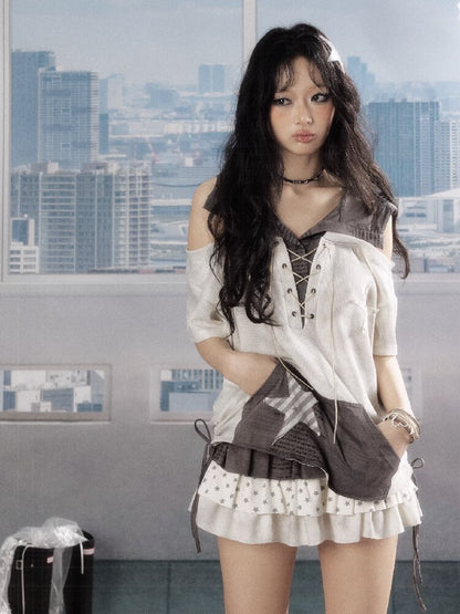 Hooded Tie Dye Five Pointed Star Top【s0000016536】
