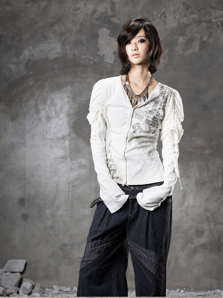 Printed Puff Sleeve Knit【s0000015954】