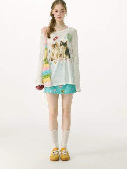 Summer Childlike Print Short Skirt【s0000017157】