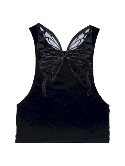 Butterfly Backless Fossil Sleeveless Tank Top【s0000009581】