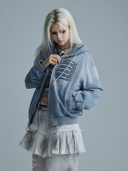 Destroyed Blue Napoleon Sweatshirt【s0000018553】