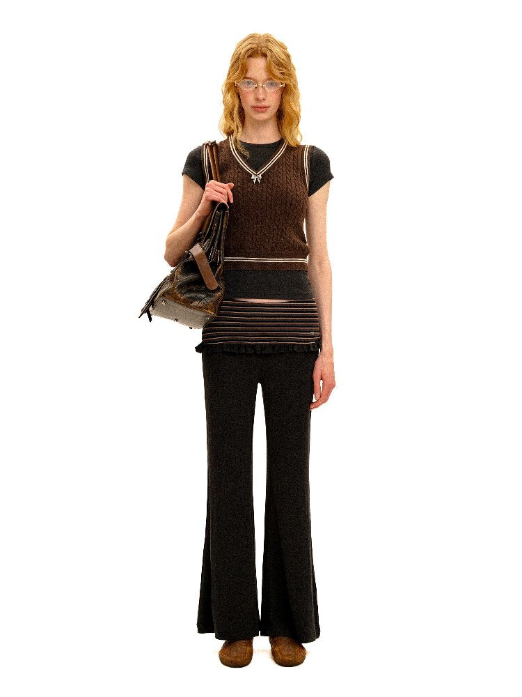 Contrasting Stripe Lace Trousers【s0000016120】