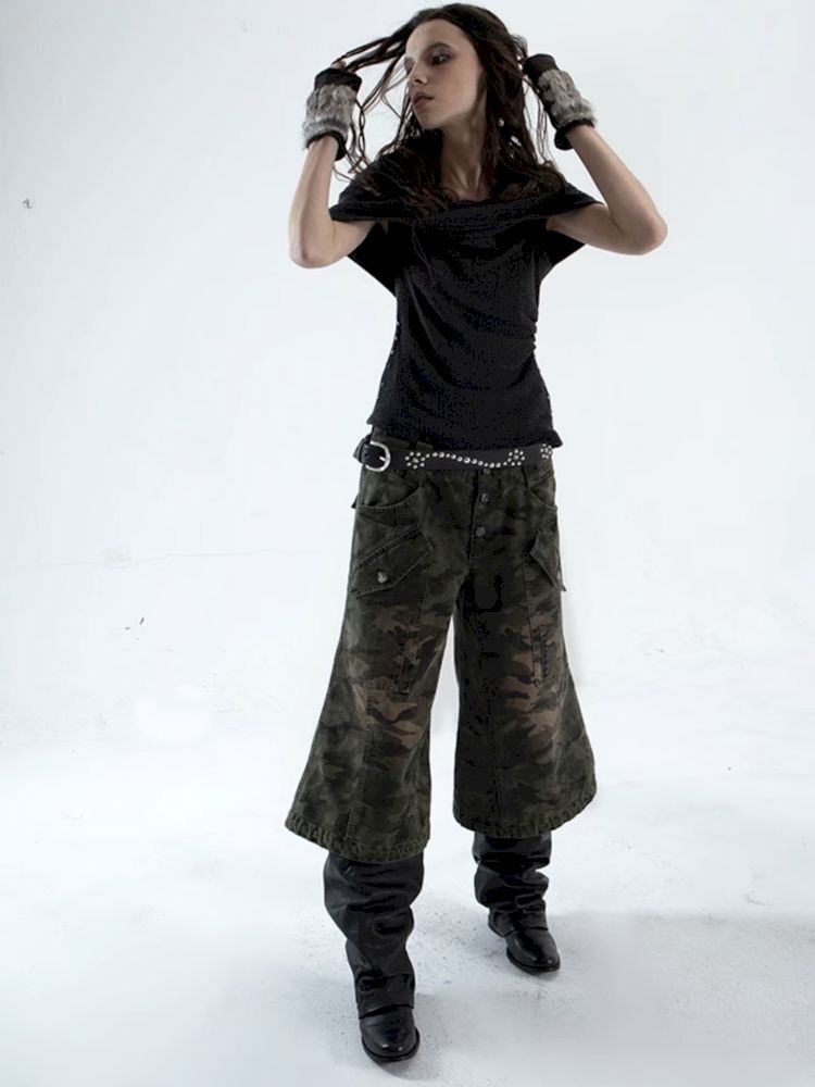 Camouflage Eight Point Flare Shorts【s0000007653】