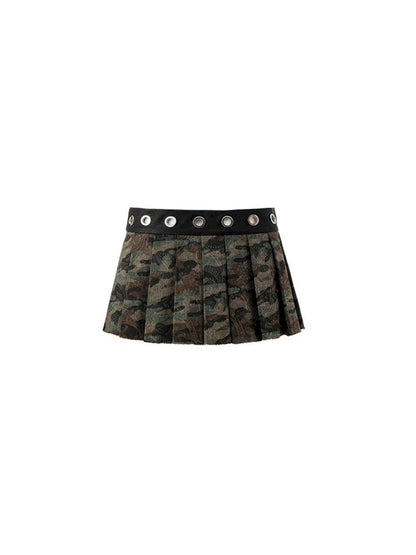 Patchwork Camouflage Pleated Skirt【s0000009875】